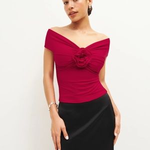 Reformation red rosette top